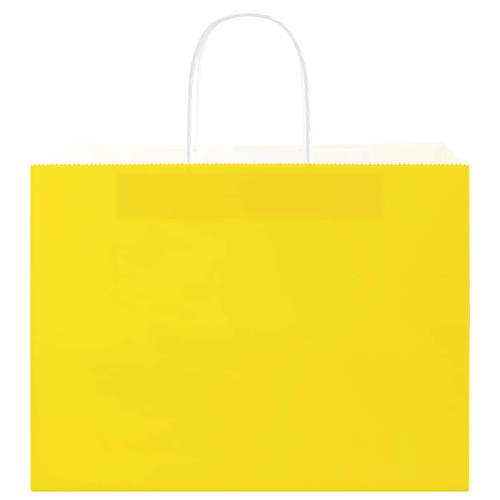 HKH Sacos de Papel 250 Unidades com Alças - Amarelo - 32x17x25 cm