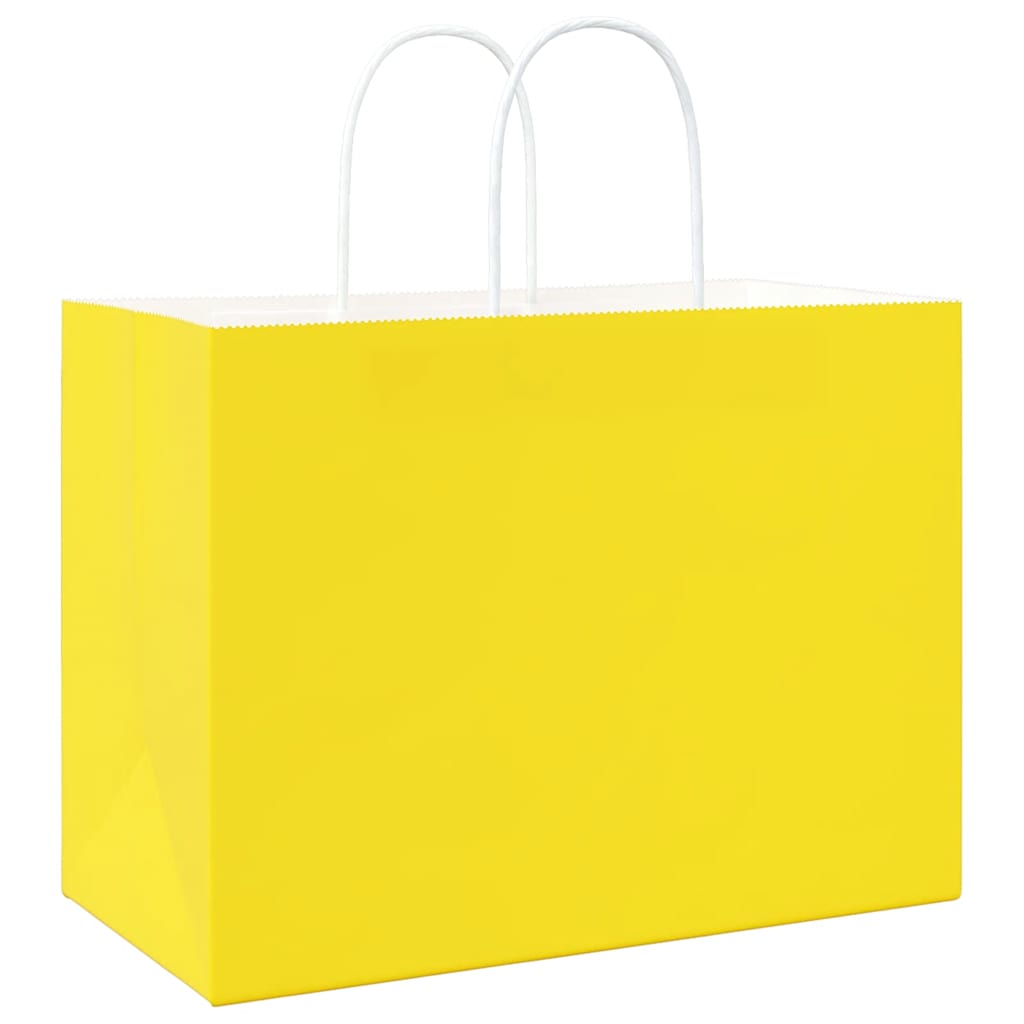 HKH Sacos de Papel 250 Unidades com Alças - Amarelo - 32x17x25 cm