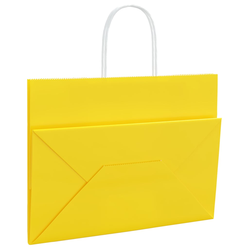 HKH Sacos de Papel 250 Unidades com Alças - Amarelo - 32x17x25 cm
