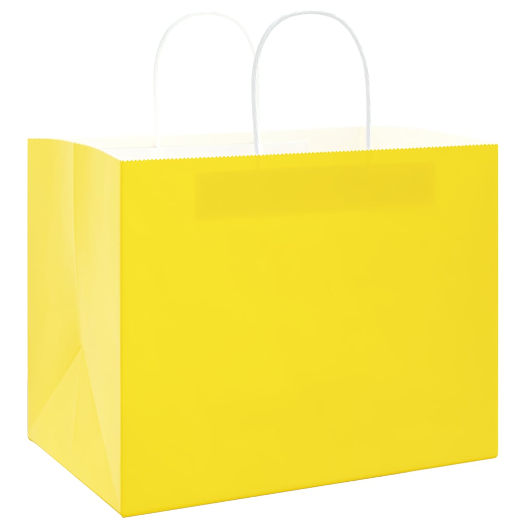 HKH Sacos de Papel 250 Unidades com Alças - Amarelo - 32x22x24 cm
