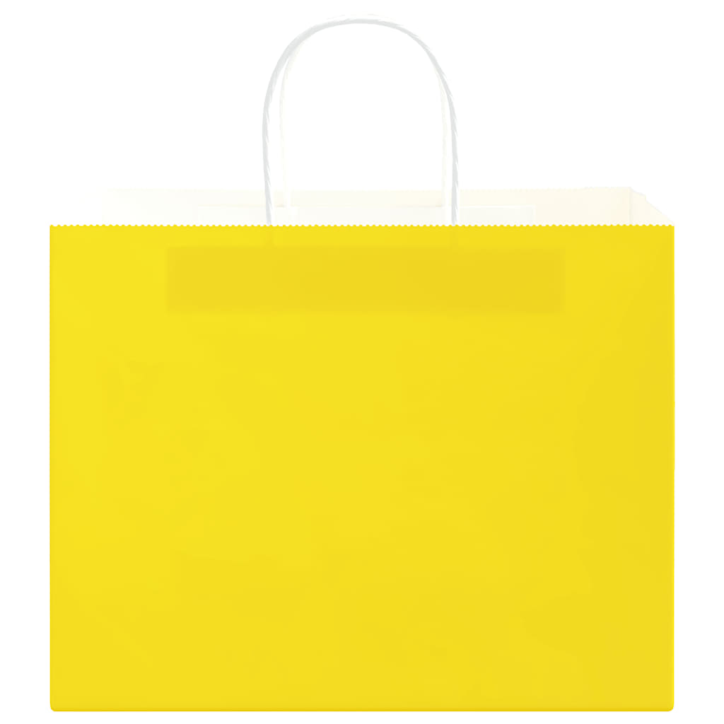 HKH Sacos de Papel 250 Unidades com Alças - Amarelo - 32x22x24 cm