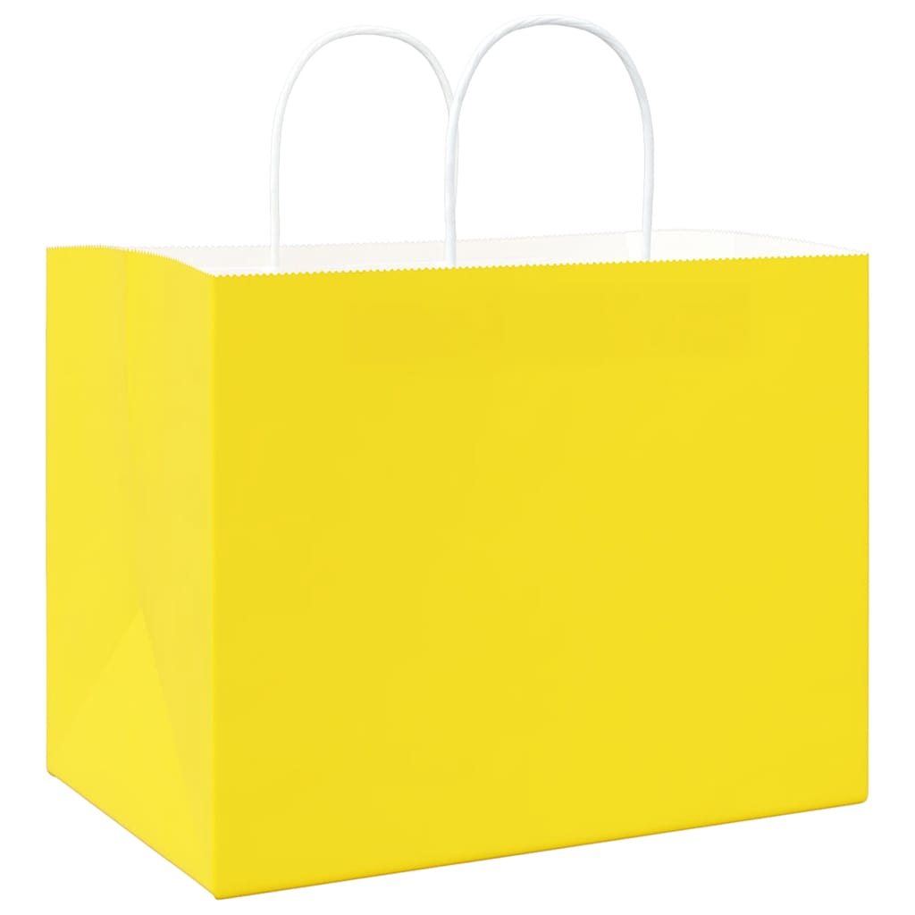 HKH Sacos de Papel 250 Unidades com Alças - Amarelo - 32x22x24 cm