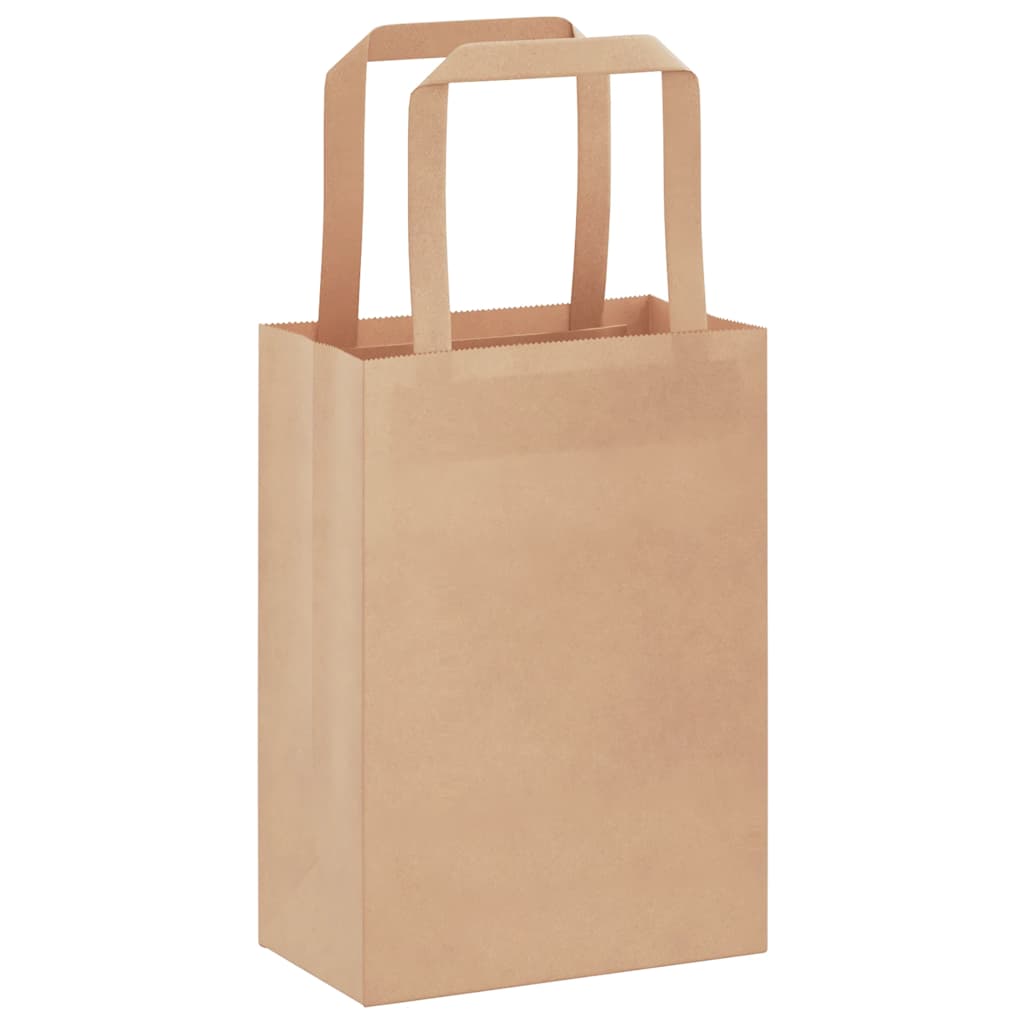 HKH Sacos de Papel 50 Unidades com Alças - Castanho - 15x8x21 cm