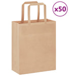 Bolsas de Papel HKH 50 Unidades con Asas - Marrón - 18x8x22 cm