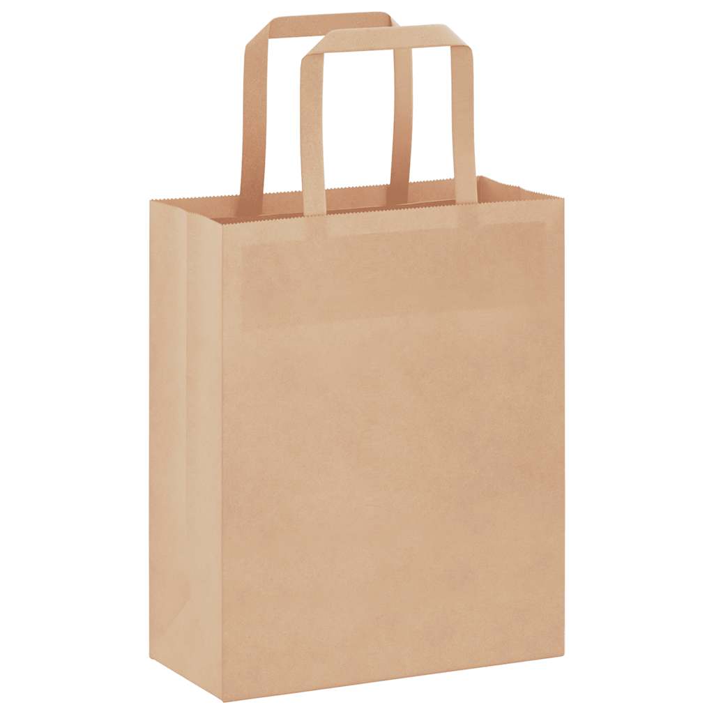 Bolsas de Papel HKH 50 Unidades con Asas - Marrón - 18x8x22 cm
