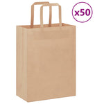 HKH Bolsas de Papel 50 Unidades con Asas - Marrón - 21x11x28 cm