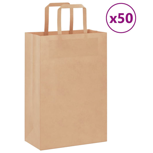 HKH Sacos de Papel 50 Unidades com Alças - Branco - 21x11x31 cm