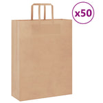 HKH Bolsas de Papel 50 Unidades con Asas - Marrón - 32x12x42 cm