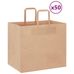 HKH Sacos de Papel 50 Unidades com Alças - Castanho - 32x22x28 cm