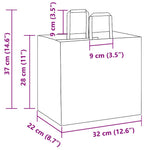 HKH Sacos de Papel 50 Unidades com Alças - Castanho - 32x22x28 cm