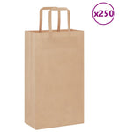 HKH Sacos de Papel 250 Unidades com Alças - Castanho - 21x11x36 cm