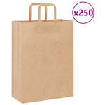 HKH Bolsas de Papel 250 Unidades con Asas - Marrón - 26x12x35 cm