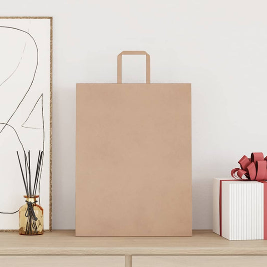 HKH Sacos de Papel 250 Unidades com Alças - Castanho - 32x12x42 cm