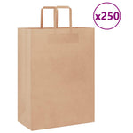 HKH Bolsas de Papel 250 Unidades con Asas - Marrón - 32x17x44 cm
