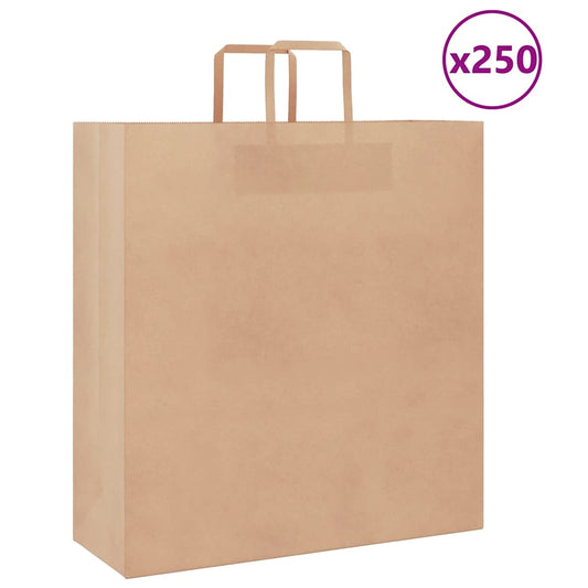 HKH Sacos de Papel 250 Unidades com Alças - Castanho - 45x17x48 cm