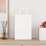 HKH Sacos de Papel 50 Unidades com Alças - Branco - 21x11x31 cm