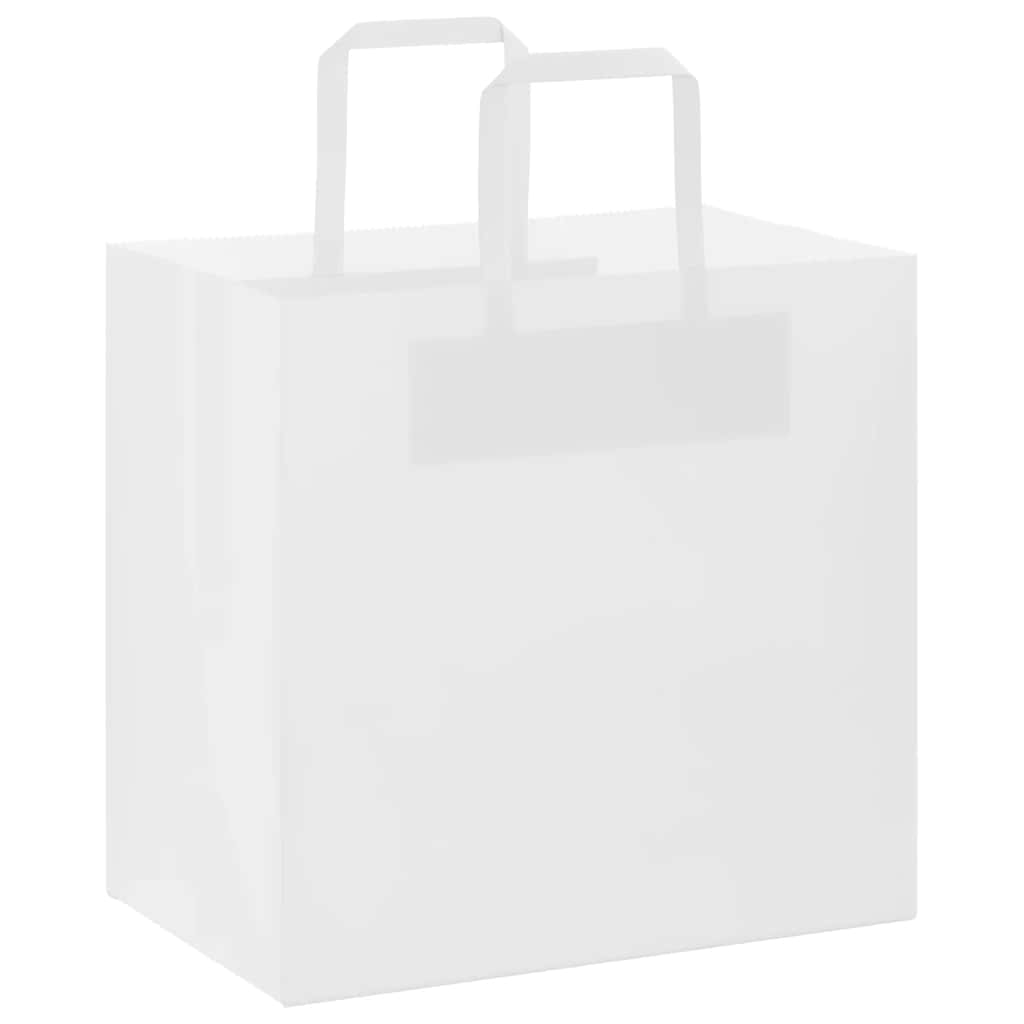 HKH Sacos de Papel 50 Unidades com Alças - Branco - 26x17x25 cm