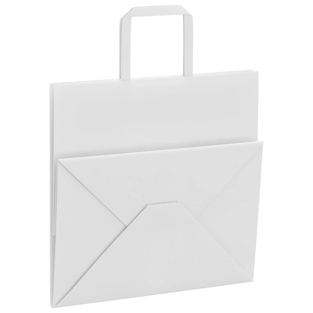 HKH Sacos de Papel 50 Unidades com Alças - Branco - 26x17x25 cm