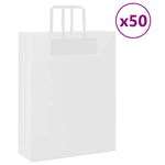HKH Sacos de Papel 50 Unidades com Alças - Branco - 32x12x42 cm