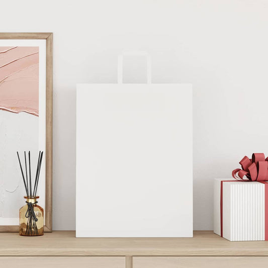 HKH Sacos de Papel 50 Unidades com Alças - Branco - 32x12x42 cm