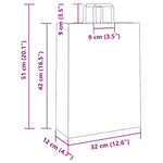 HKH Sacos de Papel 50 Unidades com Alças - Branco - 32x12x42 cm