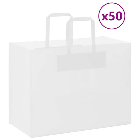 HKH Sacos de Papel 50 Unidades com Alças - Branco - 32x17x25 cm
