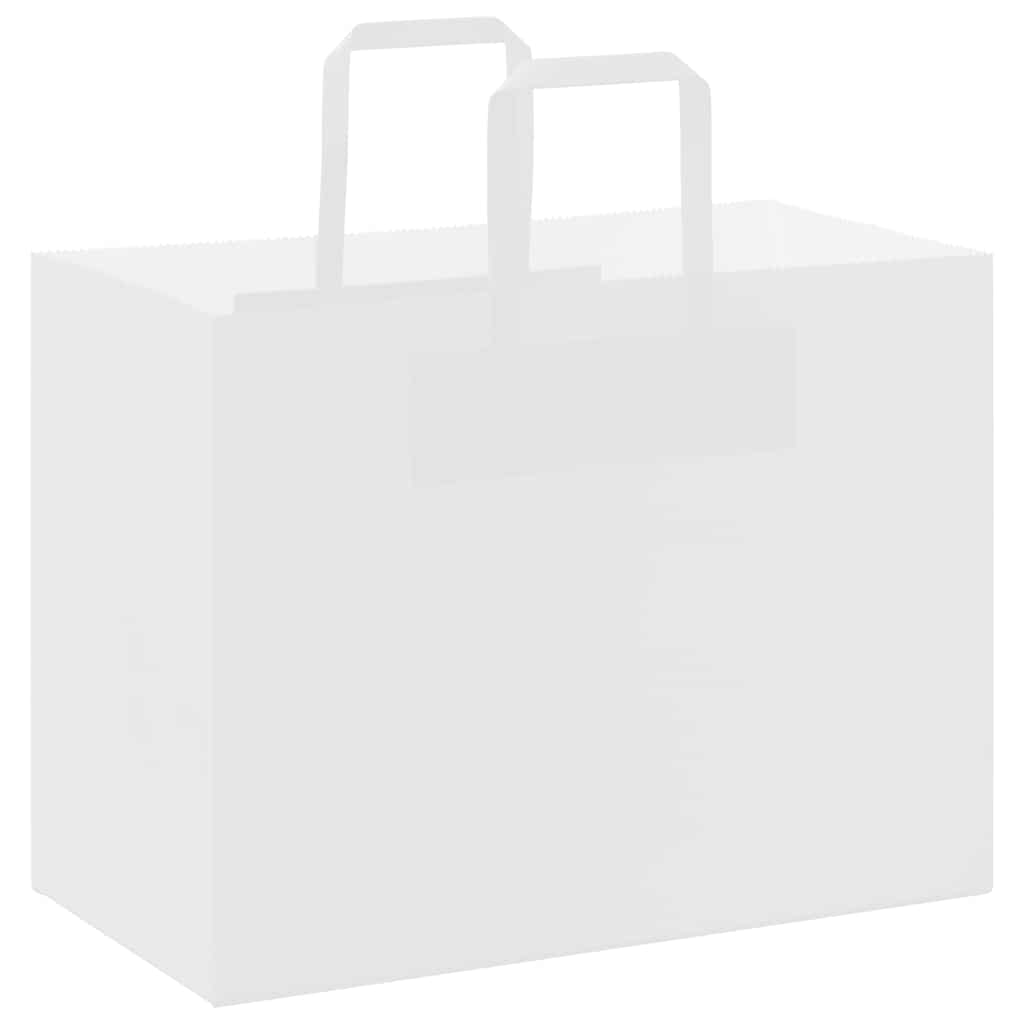 HKH Bolsas de Papel 50 Unidades con Asas - Blanco - 32x17x25 cm