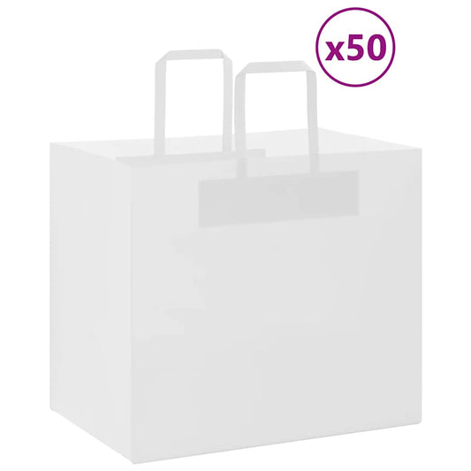 HKH Sacos de Papel 50 Unidades com Alças - Branco - 32x22x28 cm