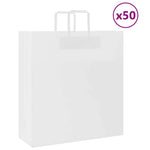 HKH Bolsas de Papel 50 Unidades con Asas - Blanco - 45x17x48 cm