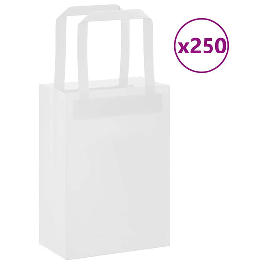 Bolsas de papel HKH 250 unidades con asas - Blanco - 15x8x21 cm