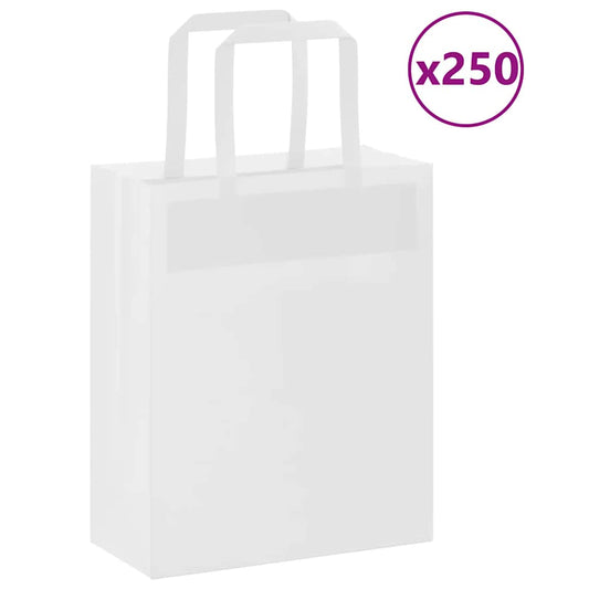 Bolsas de papel HKH 250 unidades con asas - Blancas - 18x8x22 cm
