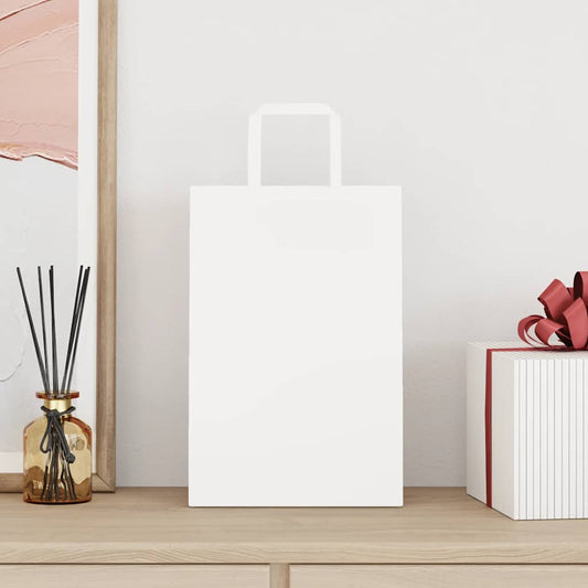 HKH Bolsas de Papel 250 Unidades con Asas - Blanco - 21x11x31 cm