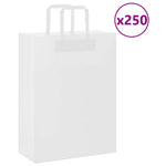 HKH Sacos de Papel 250 Unidades com Alças - Branco - 26x12x35 cm