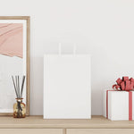 HKH Sacos de Papel 250 Unidades com Alças - Branco - 26x12x35 cm