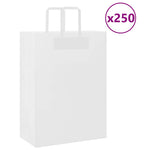 HKH Bolsas de Papel 250 Unidades con Asas - Blanco - 32x17x44 cm