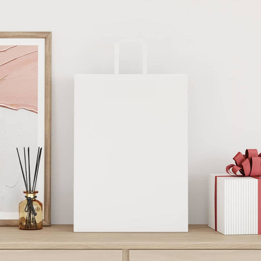 HKH Bolsas de Papel 250 Unidades con Asas - Blanco - 32x17x44 cm