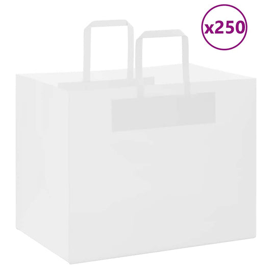 Bolsas de Papel HKH 250 Unidades con Asas - Blanco - 32x22x24 cm