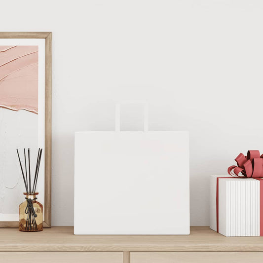HKH Bolsas de Papel 250 Unidades con Asas - Blanco - 32x22x28 cm