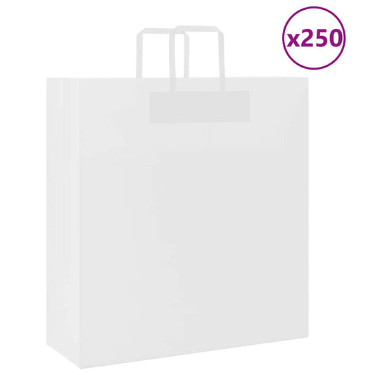 HKH Bolsas de Papel 250 Unidades con Asas - Blanco - 45x17x48 cm