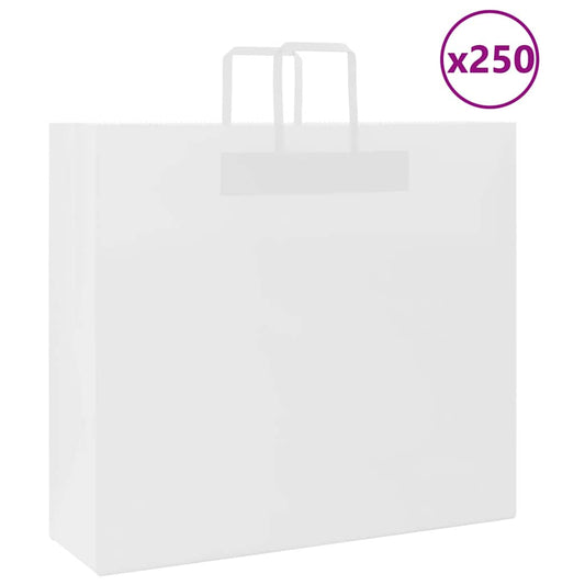 Bolsas de papel HKH de 250 unidades con asas - Blanco - 54x15x49 cm