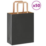 HKH Sacos de Papel 50 Unidades com Alças - Preto - 18x8x22 cm