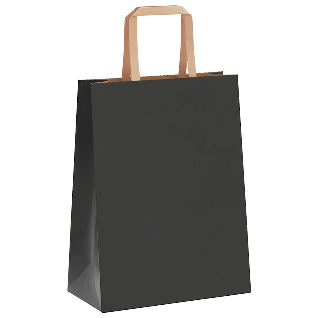 HKH Sacos de Papel 50 Unidades com Alças - Preto - 21x11x28 cm
