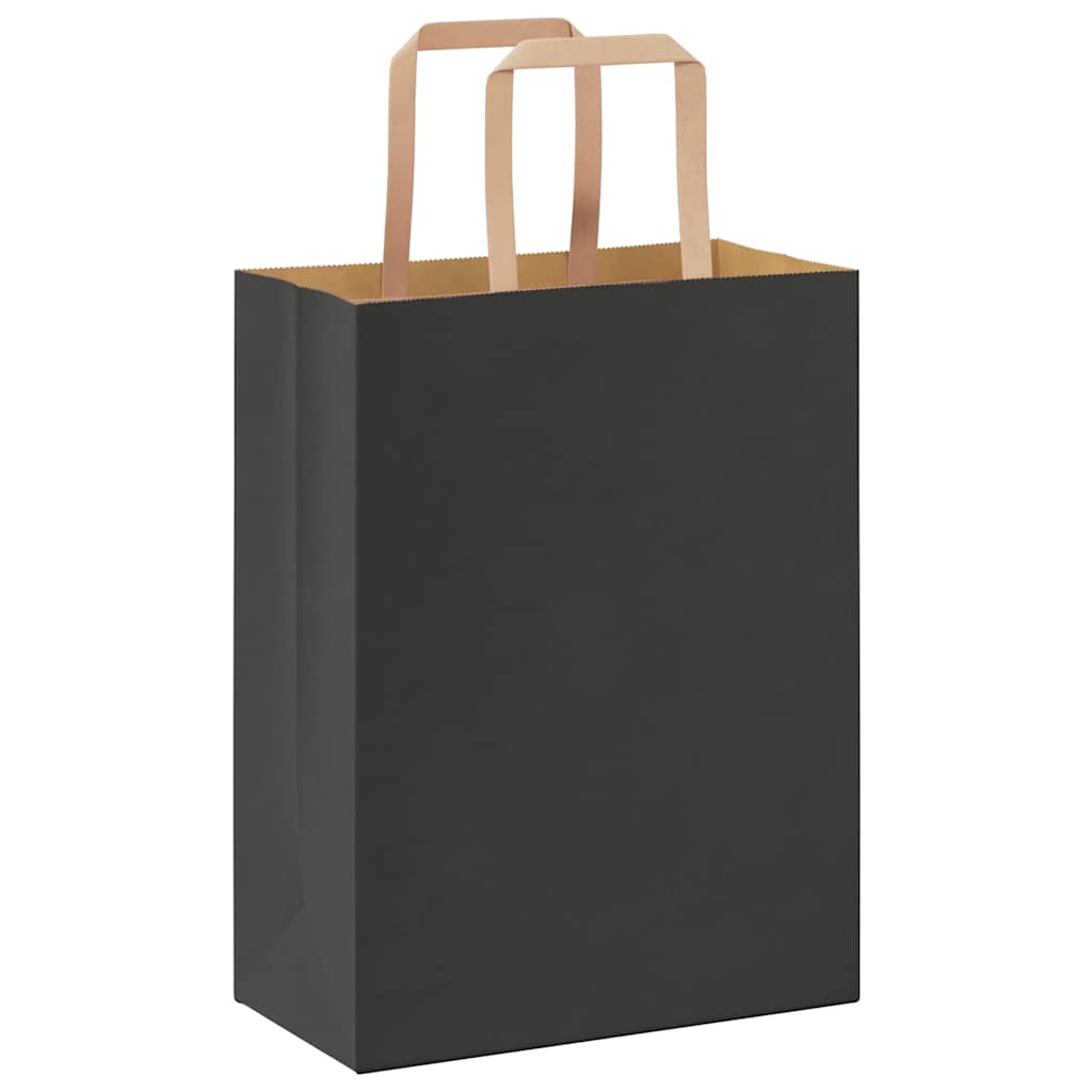 HKH Sacos de Papel 50 Unidades com Alças - Preto - 21x11x28 cm