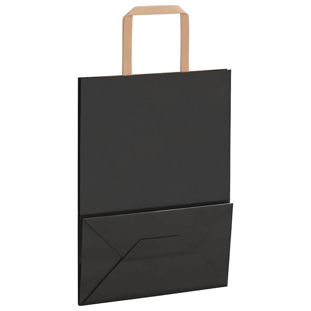 HKH Sacos de Papel 50 Unidades com Alças - Preto - 21x11x28 cm
