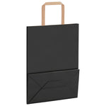 HKH Sacos de Papel 250 Unidades com Alças - Preto - 21x11x28 cm