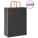 HKH Sacos de Papel 250 Unidades com Alças - Preto - 26x12x35 cm