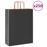 HKH Sacos de Papel 250 Unidades com Alças - Preto - 32x12x42 cm
