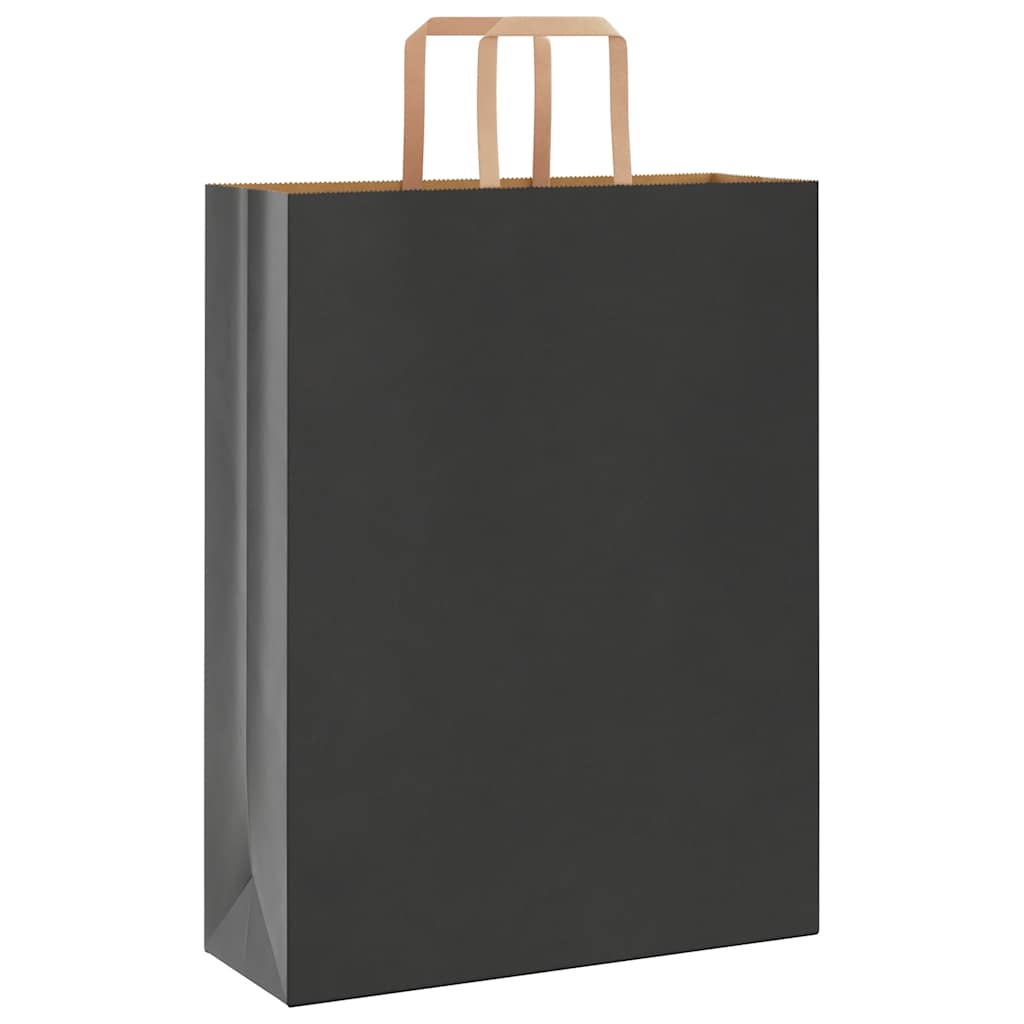 HKH Sacos de Papel 250 Unidades com Alças - Preto - 32x12x42 cm