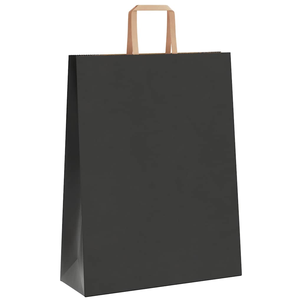 HKH Sacos de Papel 250 Unidades com Alças - Preto - 32x12x42 cm