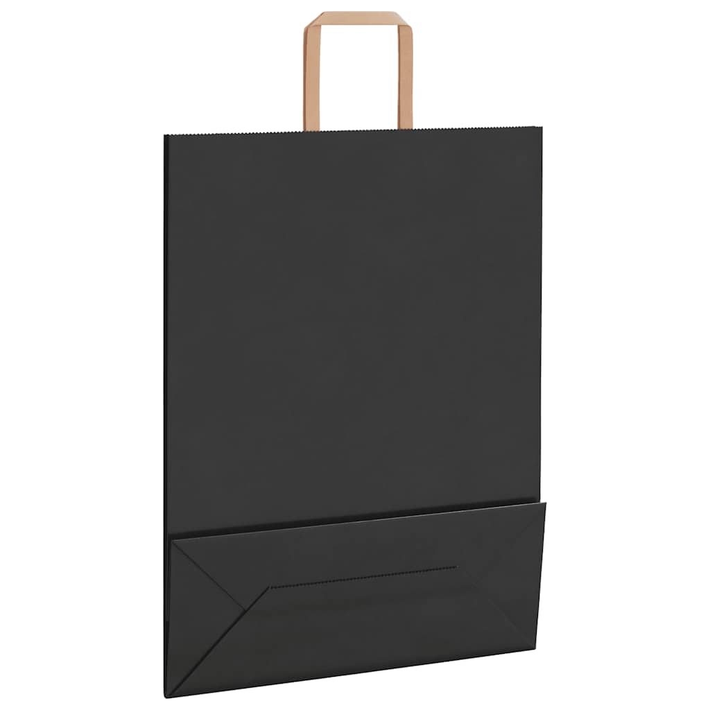 HKH Sacos de Papel 250 Unidades com Alças - Preto - 32x12x42 cm